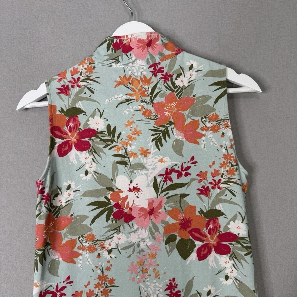 Spartina 449 Half-Zip Dress Womens S Blue Tropical Floral Golf Preppy Coastal - Picture 6 of 13